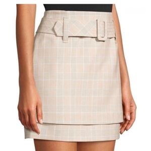 Maje Beige Checkered Pencil Skirt